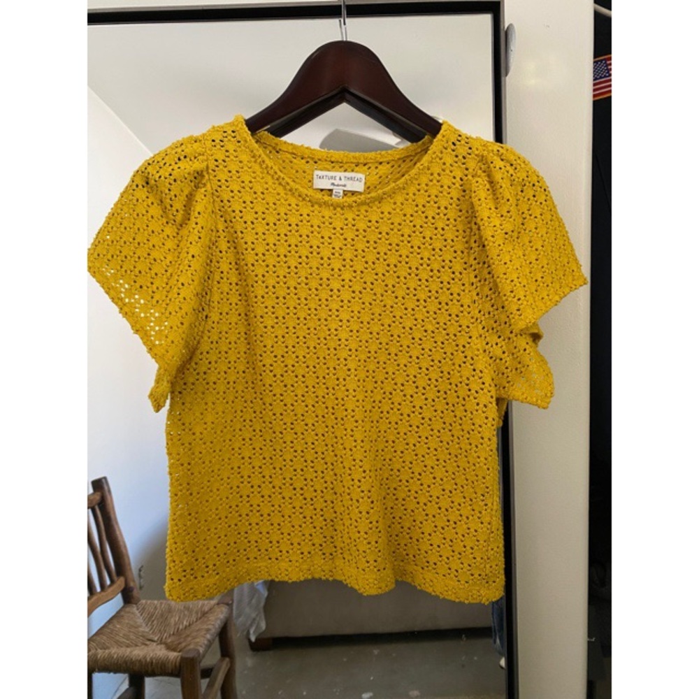 Madewell Texture & Thread Eyelet Flutter Sleeve T… - image 2